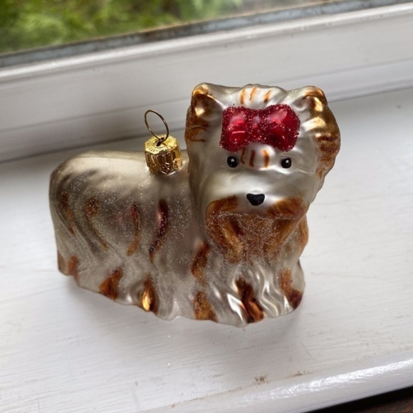 Old World Yorkie Glass Christmas Ornament - Picture 5 of 5